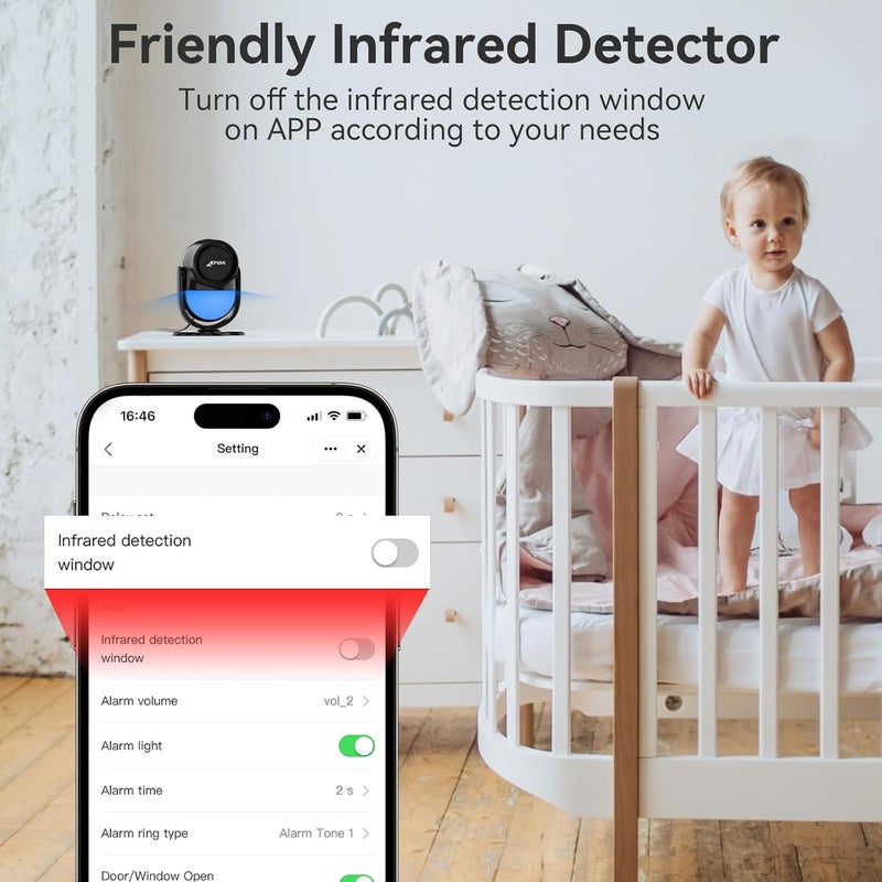 CPVAN WiFi Motion Sensor Alarm, 125dB Wireless Smart PIR Motion Detector Alarm for Home Security System with Phone APP Alert (Indoor PIR Alarm Host, 1 Remote), Black - Image 4